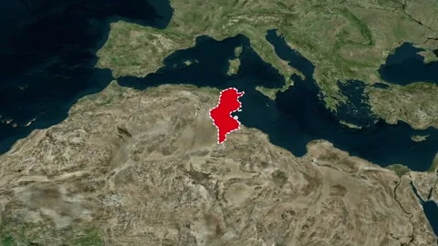 Tunisia Border Highlighted Map 2D Animation 4K Stock Footage 330383477