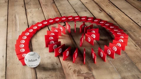 Tunisia Flag - Affected by Inflation Video stock 321580458