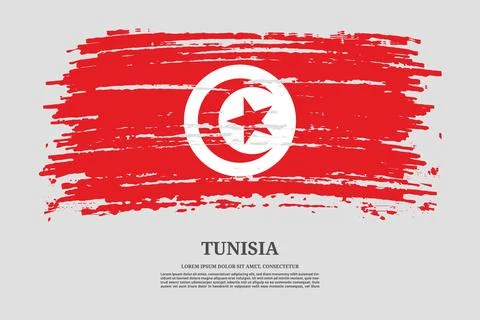 Tunisia flag with brush stroke effect and information text poster, vector Illustrazione stock