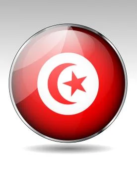 Tunisia flag button 스톡 일러스트