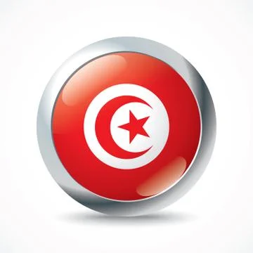 Tunisia flag button Stock Illustration