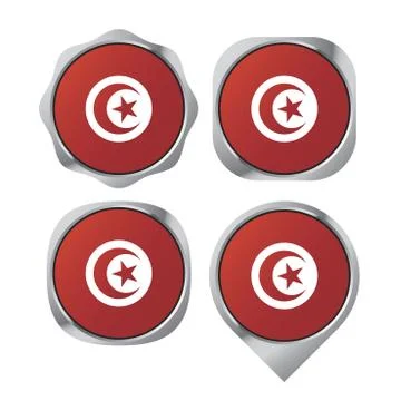 Tunisia flag button Stock Illustration