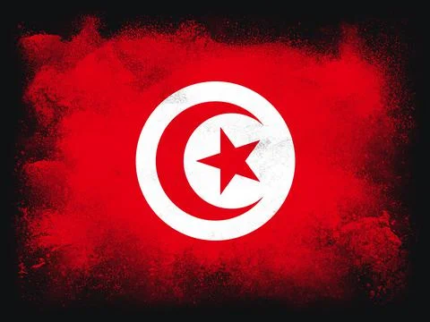 Tunisia Flag design composition of exploding powder and paint, isolated on a  Stock Illustration