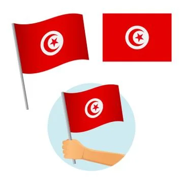 Tunisia flag in hand Stock Illustration