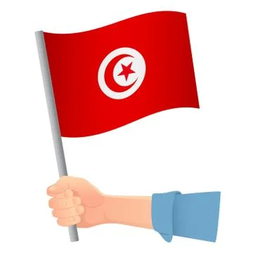 Tunisia flag in hand Stock Illustration