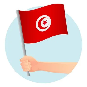 Tunisia flag in hand Stock Illustration
