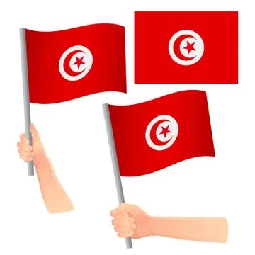 Tunisia flag in hand set Stock Illustration