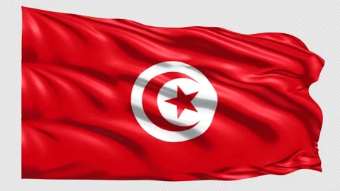 Tunisia Flag Loop 4K UHD 3840 x 2160 with alpha channel Stock Footage 221451733