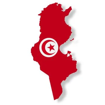 Tunisia flag map with clipping path 3d illustration Stock Illustration