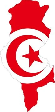 Tunisia Flag in Map, Tunisia Map with Flag, Country Map, Tunisia Map with F.. Illustrazione stock
