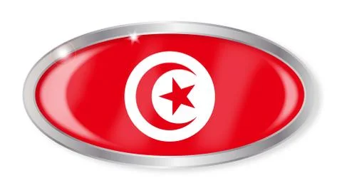 Tunisia Flag Oval Button Stock Illustration