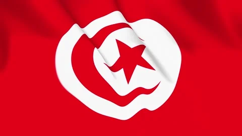 Tunisia Flag Seamless Loop 4k 60fps on Sky Background Stock Footage 340350050