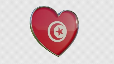 Tunisia Flag in the Shape of 3D Heart. Video stock 140497547