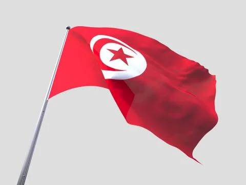 Tunisia flying flag isolate on white background Stock Illustration