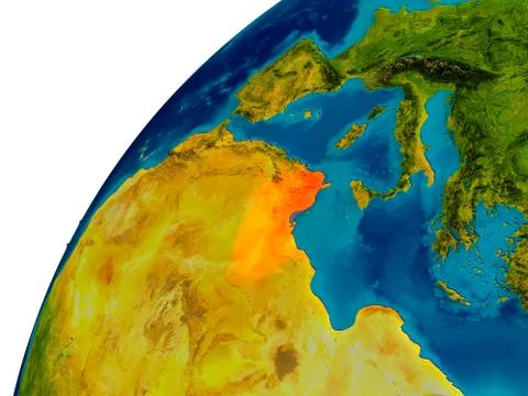 Tunisia on globe Stock Illustration