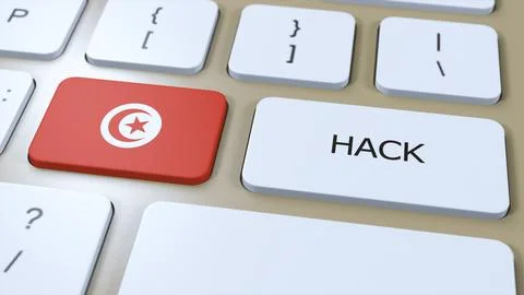 Tunisia Hack of Country or Hacker Attack 3D Illustration. Country National Flag Stock Illustration
