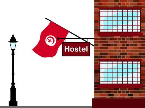 Tunisia Hostels Vector Illustration Stock Illustration