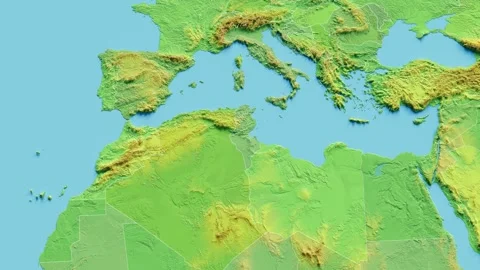 Tunisia Map 3D animated with Borders Stock Footage 348535141