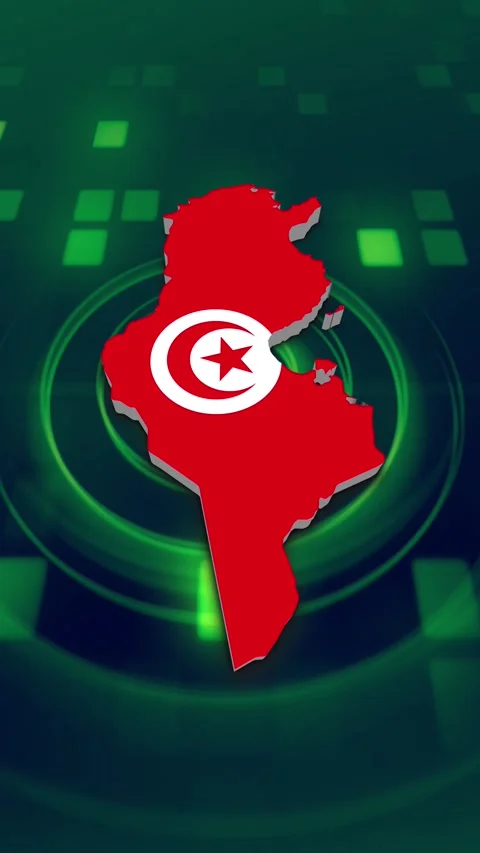 Tunisia Map and Flag Background Stock-Footage 347127353