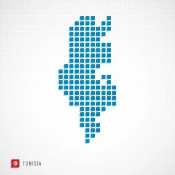 Tunisia map and flag icon Stock Illustration