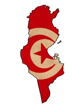 Tunisia map on  flag drawing ,grunge and retro flag series Stock Illustration