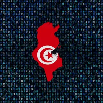 Tunisia map flag on hex code illustration Stock Illustration