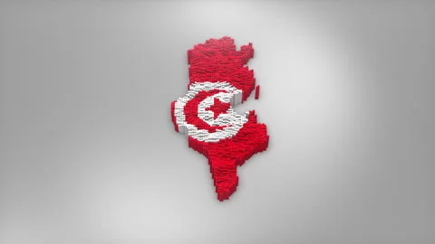 Tunisia Map with Flag Intro Background Stock Footage 315162470