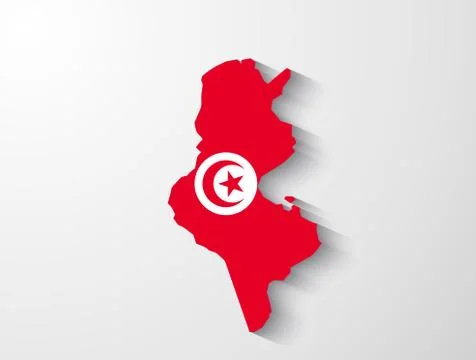 Tunisia map with shadow effect Stock Illustration