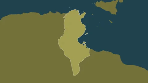 Tunisia map - solid. Border. Pattern. Labels Stock Footage 322786009