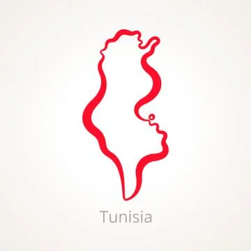 Tunisia - Outline Map Stock Illustration