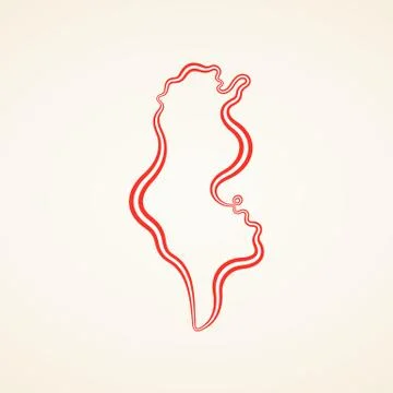 Tunisia - Outline Map Stock Illustration
