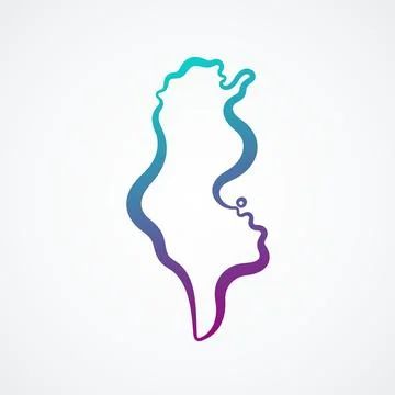 Tunisia - Outline Map Stock Illustration