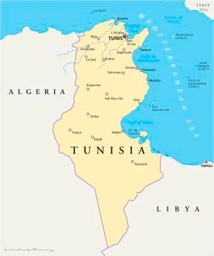 Tunisia Political Map Illustrazione stock