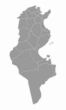 Tunisia provinces map Stock Illustration