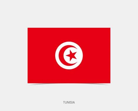 Tunisia Rectangle flag icon with shadow. 스톡 일러스트