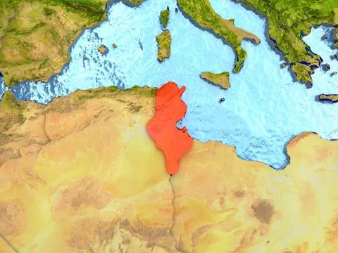 Tunisia in red Stock Illustration