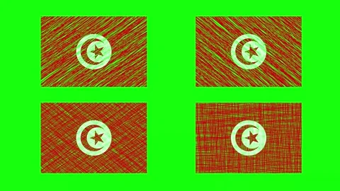 Tunisia Scribble Animation on Green Screen Background. Looping seamless ani.. Stock Footage 241640044