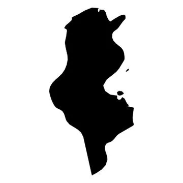 Tunisia - solid black silhouette map of country area. Simple flat vector イラスト素材