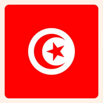 Tunisia square flag button, social media communication sign, business icon. Stock Illustration