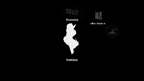 Tunisia technology map with animated charts Stock Footage 340997502
