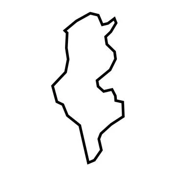 Tunisia vector country map thick outline icon Stock Illustration