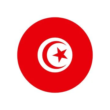 Tunisia vector flag circle on white background Stock Illustration