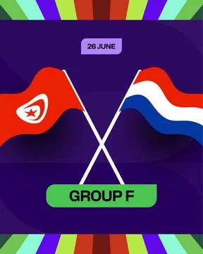 Tunisia vs Netherlands Announcing a Group F Match for the Football 2026 Tou.. Stock Illustration