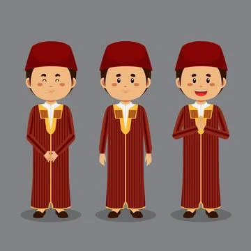 Tunisians Character with Various Expression Stock Illustration