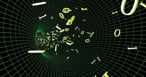 Tunnel 1 0 for web design. Technology web background. Binary code number data Stock Footage 127887781