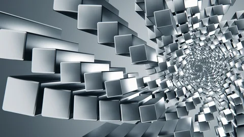 Tunnel Abstract technology metal boxes. Seamless loop render Stock Footage 124274029