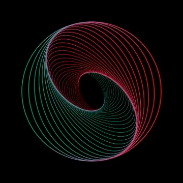 Tunnel abstract. Twisted colored circle 3d. Twisted lines. Green logo. Sphere Illustrazione stock