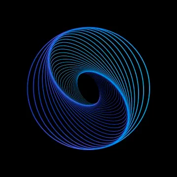 Tunnel abstract. Twisted colored circle 3d. Twisted lines. Green logo. Sphere Stock Illustration