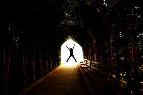 Tunnel and bouncing young Stock Photos