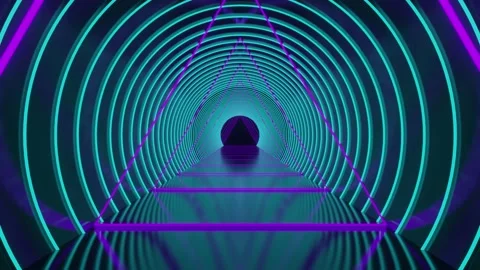 Tunnel and Neon Lights Stock Footage 182132544